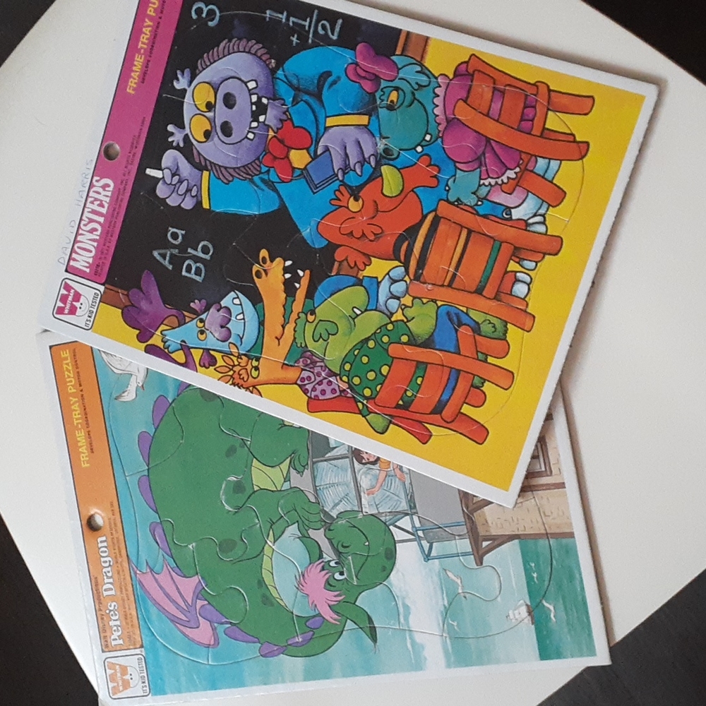 & Vintage 1977 Whitman Frame Tray Puzzle Monsters & Pete's Dragon
